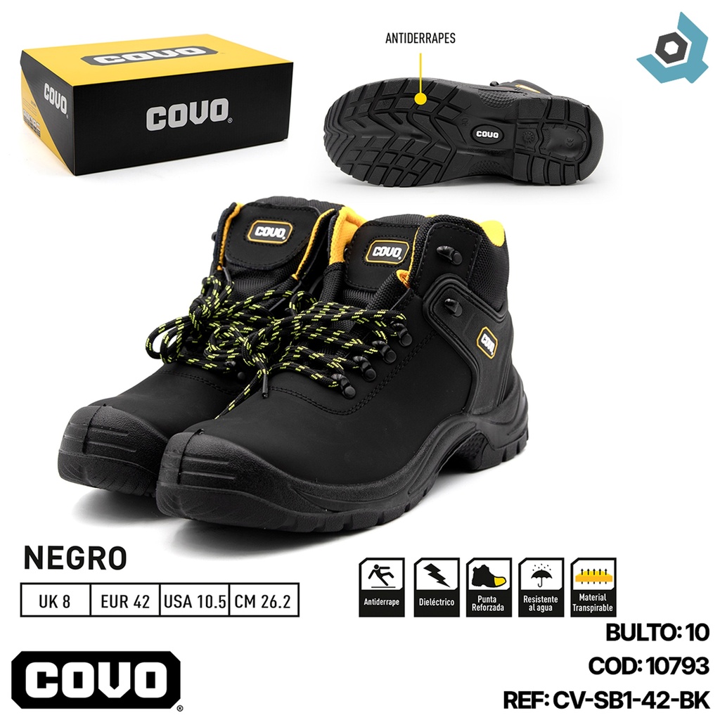 BOTAS DE SEGURIDAD NEGRAS TALLA 42 COVO