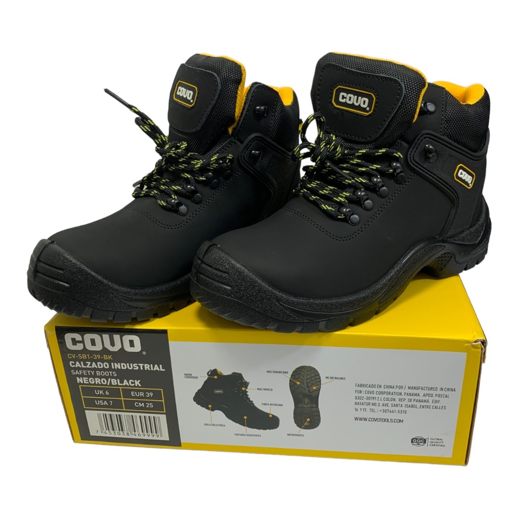 BOTAS DE SEGURIDAD NEGRAS TALLA 39 COVO