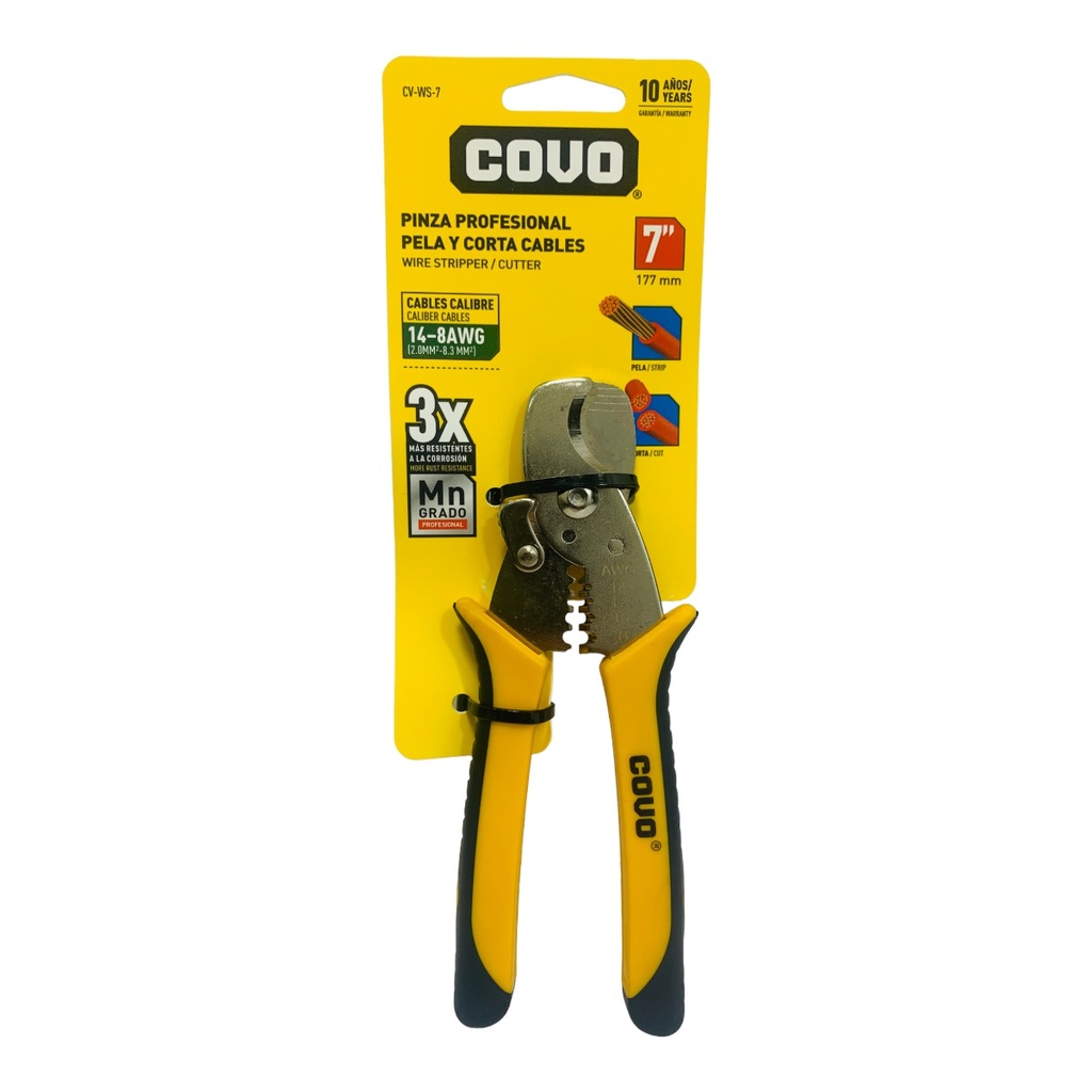 PINZA PROFESIONAL PELA Y CORTA CABLES COVO