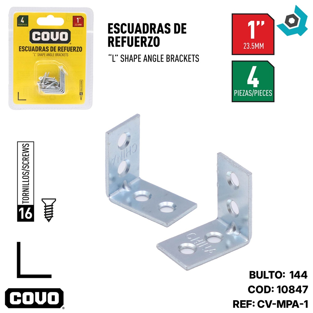 ANGULO 1" ACERO 4 PZAS COVO