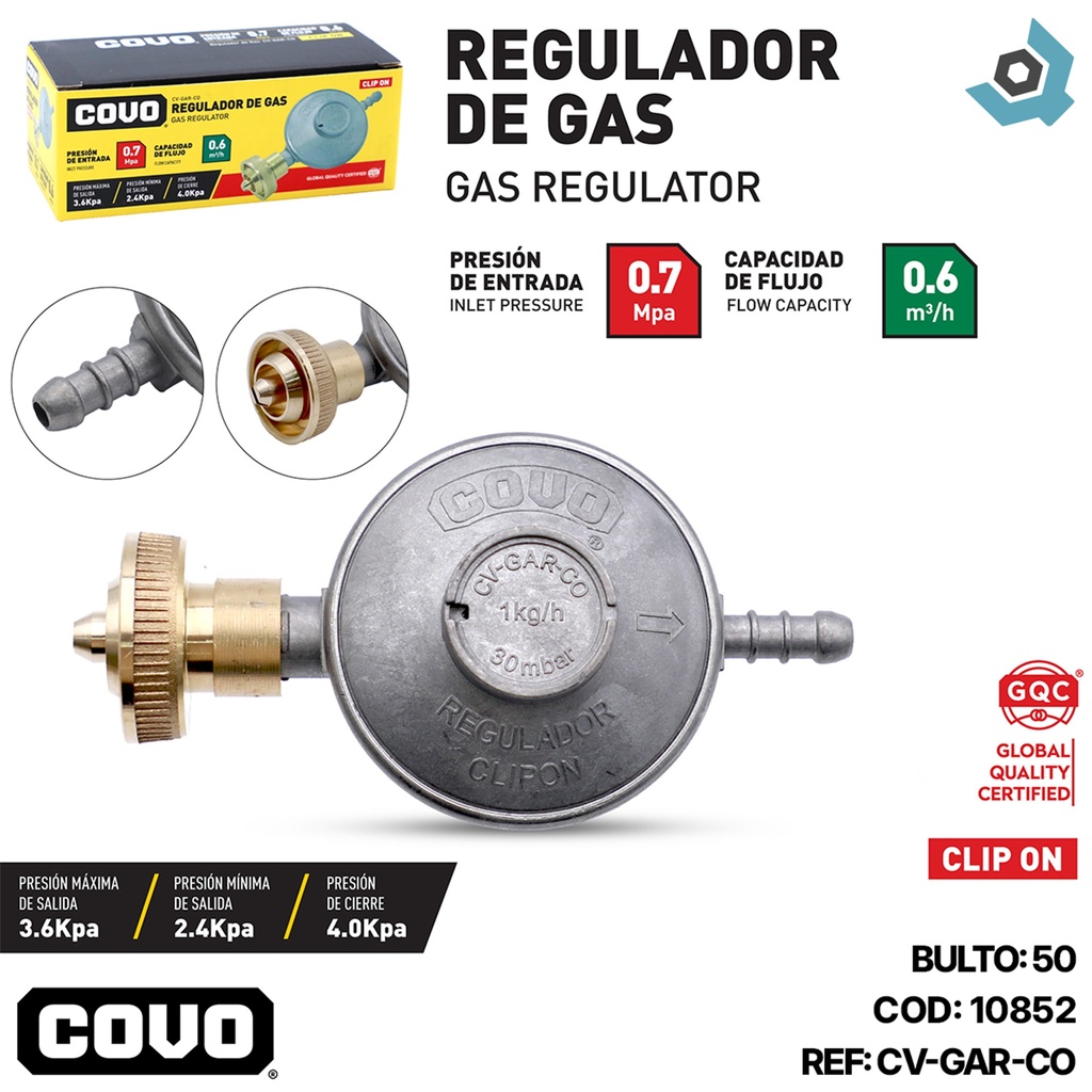 REGULADOR DE GAS CLIP ON COVO
