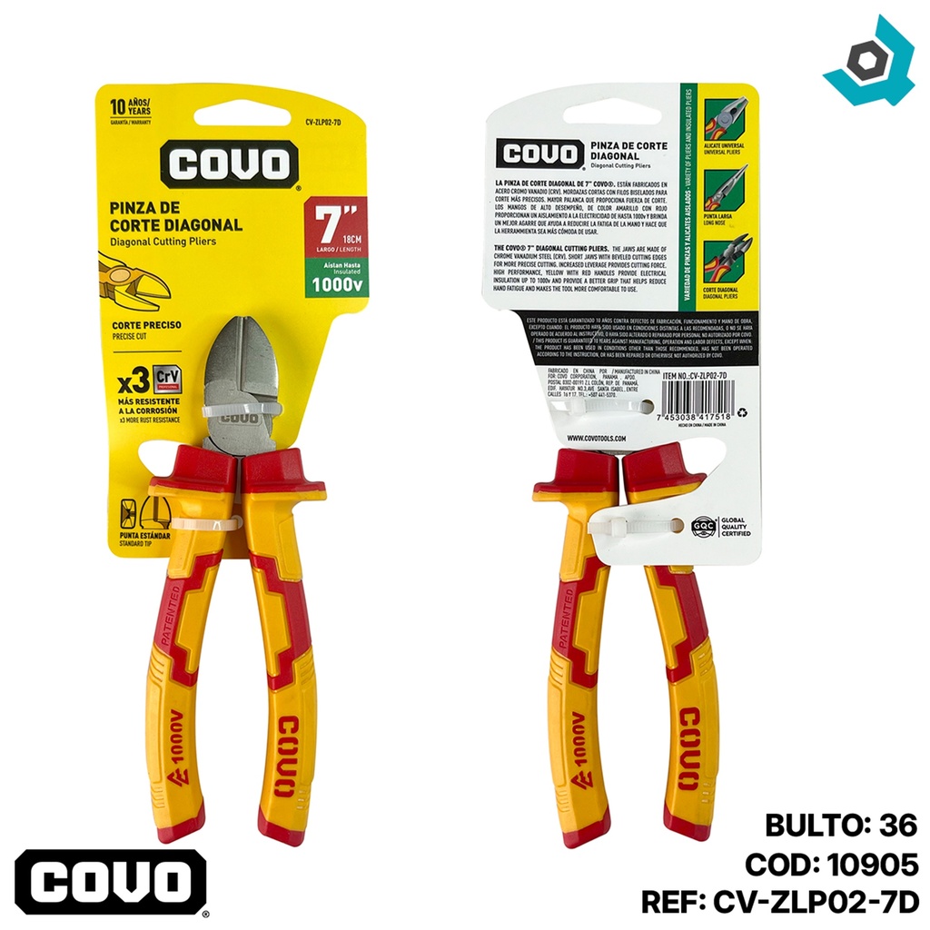 PINZA DE CORTE DIAGONAL 7" COVO
