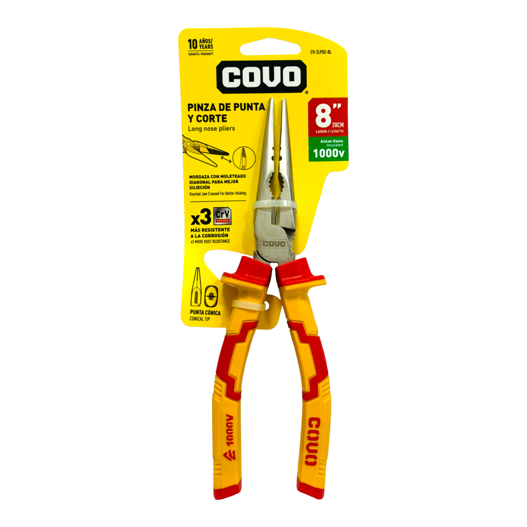 PINZA DE PUNTA LARGA Y CORTE 8" COVO