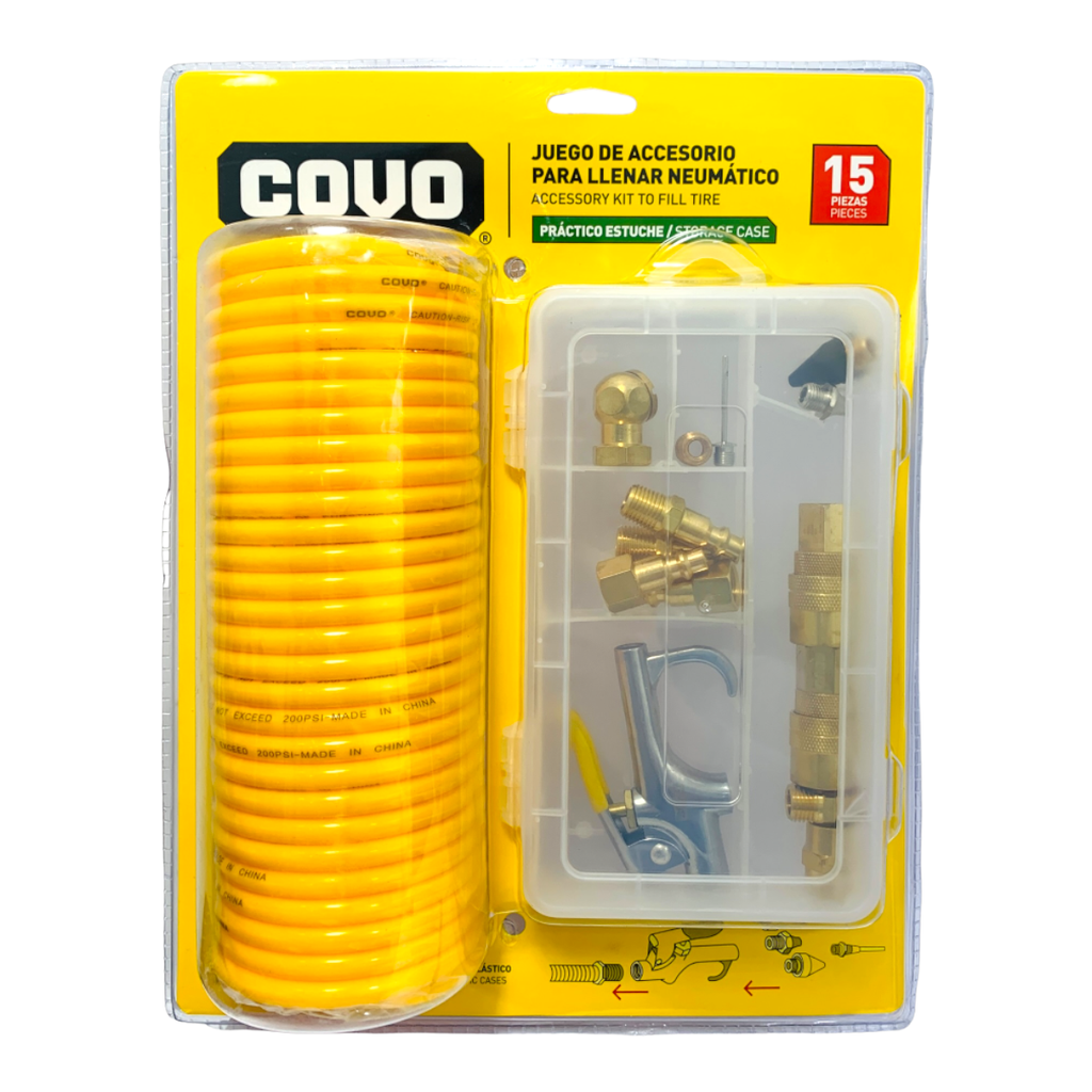 KIT PARA LLENAR NEUMATICOS 15 PZAS COVO