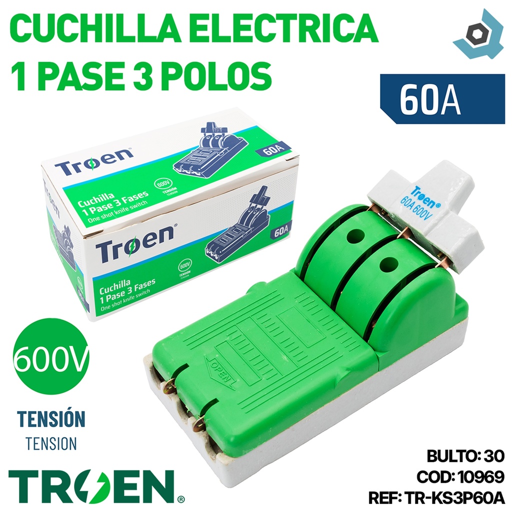 CUCHILLA ELECTRICA 1 PASE 3 POLOS X 60A TROEN