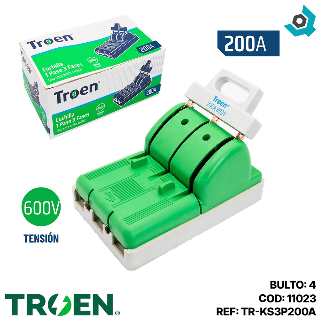 CUCHILLA ELECTRICA 1 PASES 3 POLOS X 200A TROEN