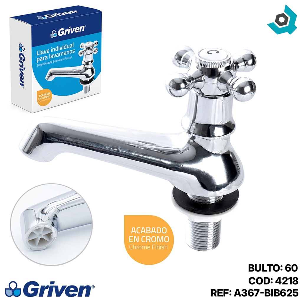 GRIFERIA PARA LAVAMANOS CROMO PULIDO GRIVEN