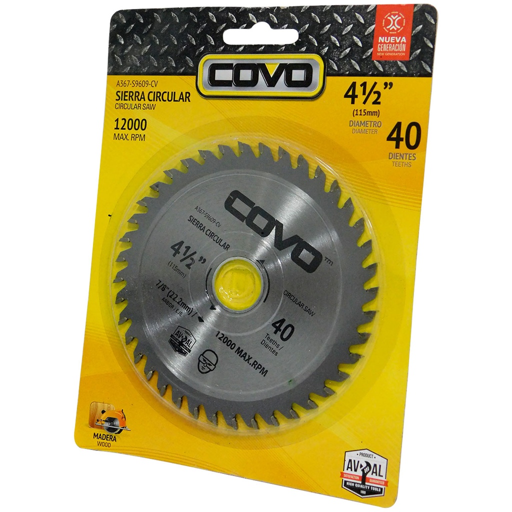 DISCO DE SIERRA 4 1/2" PARA MADERA COVO