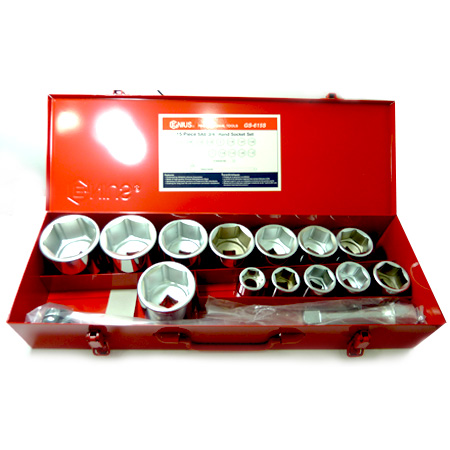 JUEGO DE 15 PIEZAS DADOS CORTOS 6 PUNTAS SAE 3/4  GS-615S GENIUS