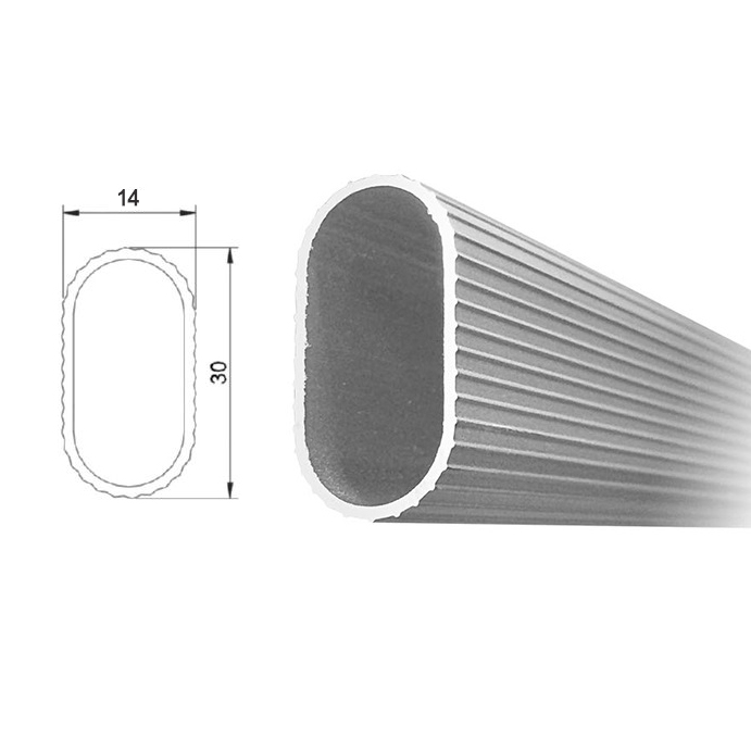 TUBO OVAL DE ALUMINIO ACANALADO NATURAL 14MM X 30MM X 3M TAURO
