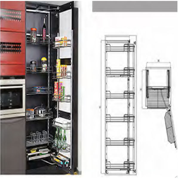 HERRAJE CESTA CON BRAZO GIRATORIA DE 5 NIVELES