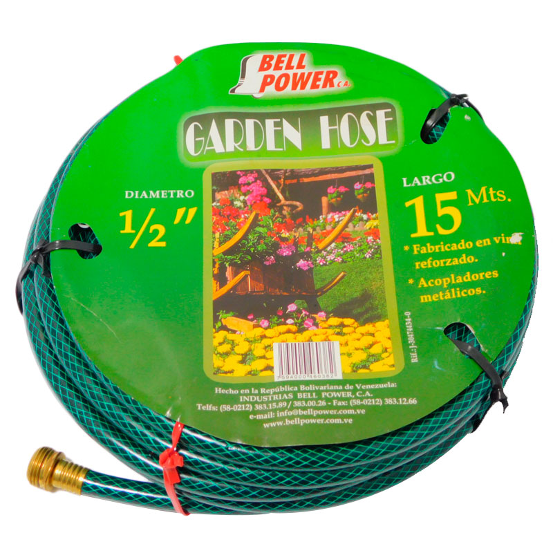 MANGUERA 1/2" X 15MTS CON CONEXION BRONCE BELL POWER