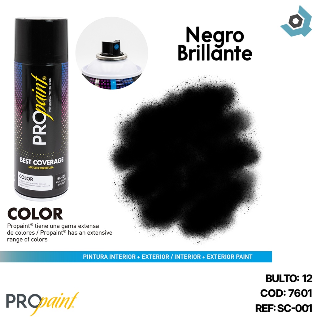 PINTURA EN SPRAY NEGRO BRILLANTE PRO PAINT