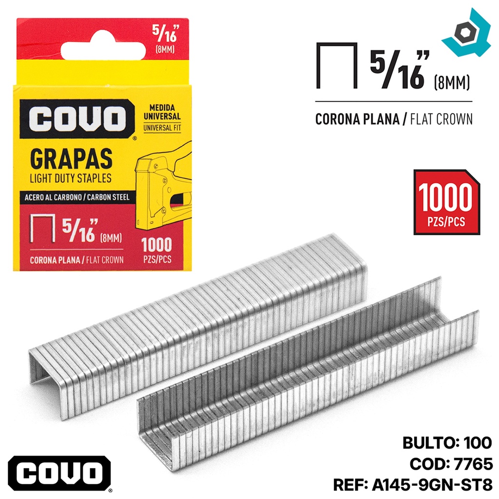 GRAPAS 8MM CORONA PLANA COVO