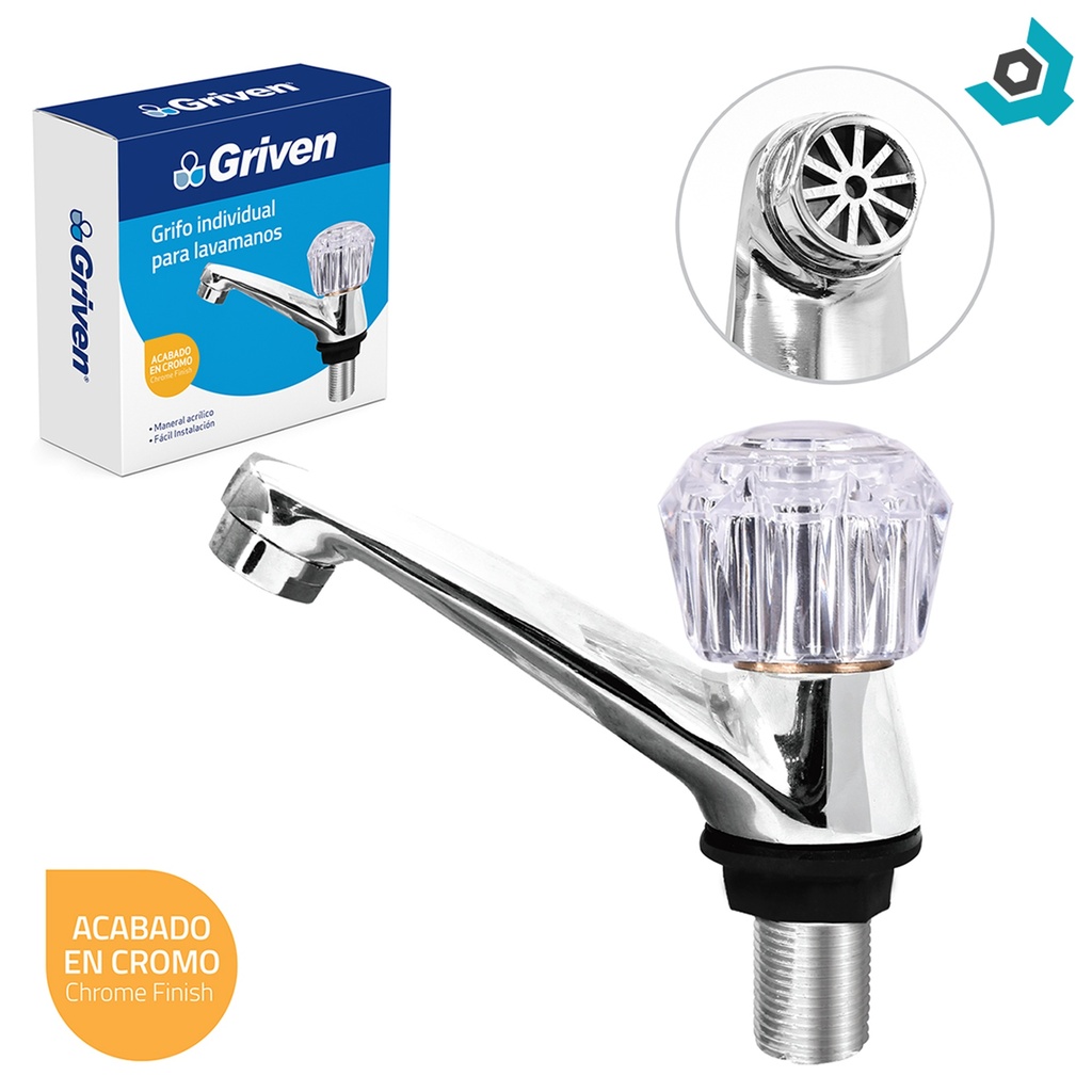 GRIFERIA PARA LAVAMANOS INDIVIDUAL POMO ACRILICO GRIVEN