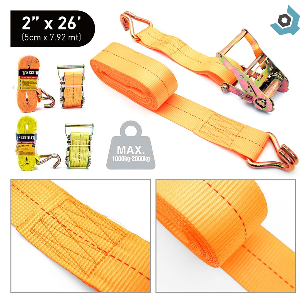 CORREA DE AMARRE CON TRINQUETE 2" X 26FT SECURITY
