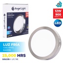 LAMPARA LED SUPERFICIAL REDONDA 12W NIQUELADA LUZ BLANCA ANGEL LIGHT