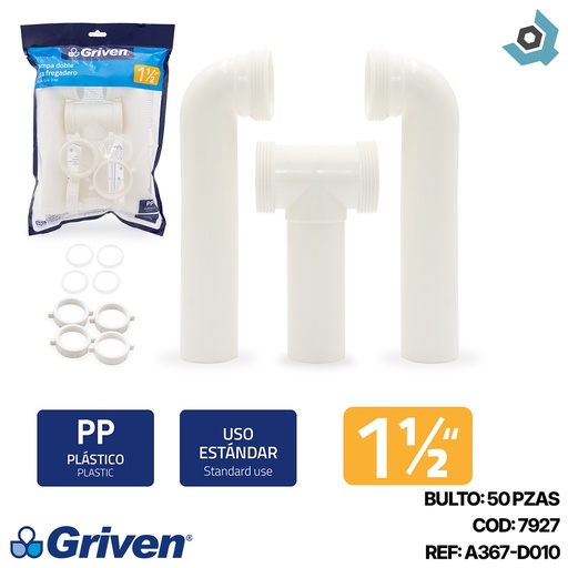 [7927] SIFON PARA FREGADERO 1 1/2" DOBLE GRIVEN