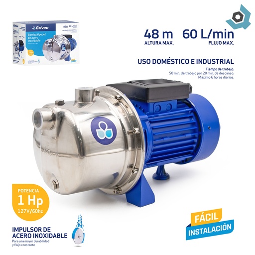 [8065] BOMBA DE AGUA 1HP JET AUTOCEBANTE GRIVEN