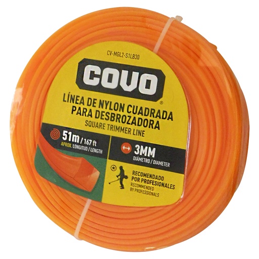 [8177] NYLON CUADRADO PARA DESMALEZADORA 51MT X 3MM COVO