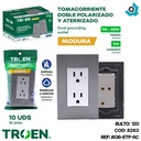 TOMACORRIENTE DOBLE PLATEADO CON TIERRA TROEN