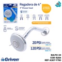 REGADERA PARA BANO 4" 5 FUNCIONES GRIVEN