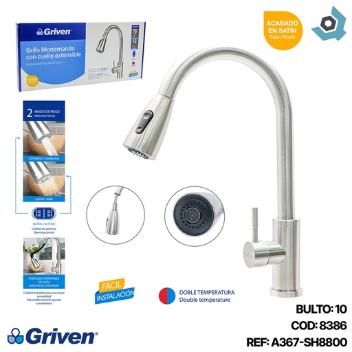 [8386] GRIFERIA PARA FREGADERO CUELLO EXTENSIBLE GRIVEN