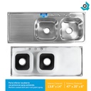 FREGADERO DOBLE 35 X 35.5 CM CON ESCURRIDOR GRIVEN