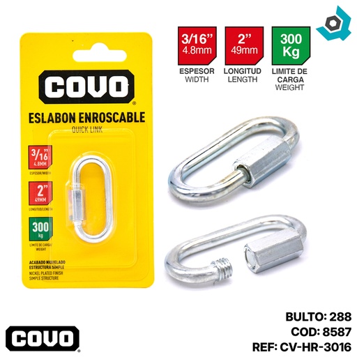 [8587] BANDOLA CON SEGURO ENROSCABLE 2" COVO