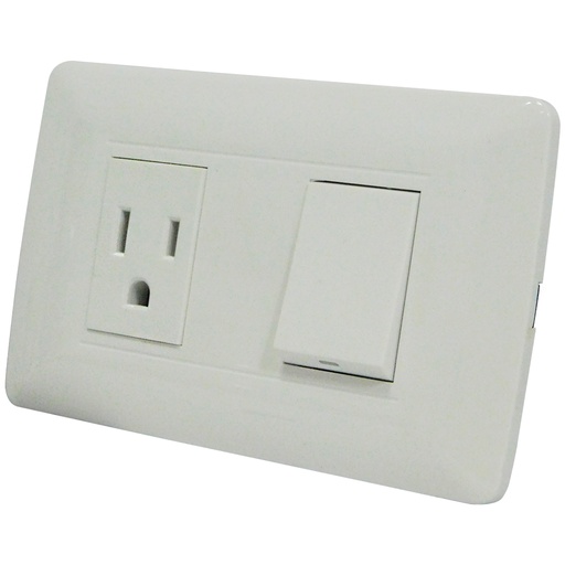 [8630] APAGADOR CON TOMA SENCILLO BLANCO TROEN