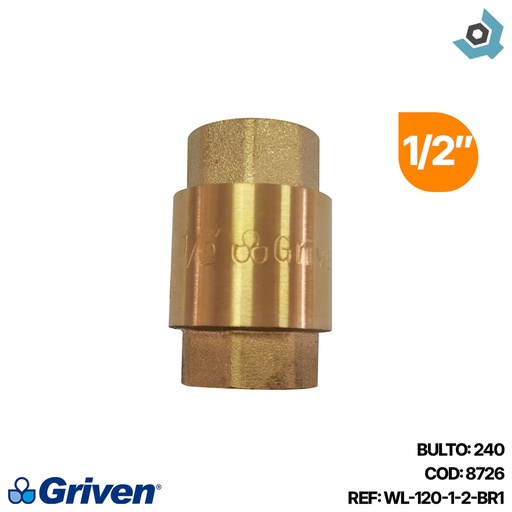 [8726] CHEQUE 1/2" DE BRONCE SIN CANAL GRIVEN
