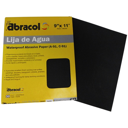 [8839] LIJA DE AGUA DE 9" X 11" GRANO 360 ABRACOL