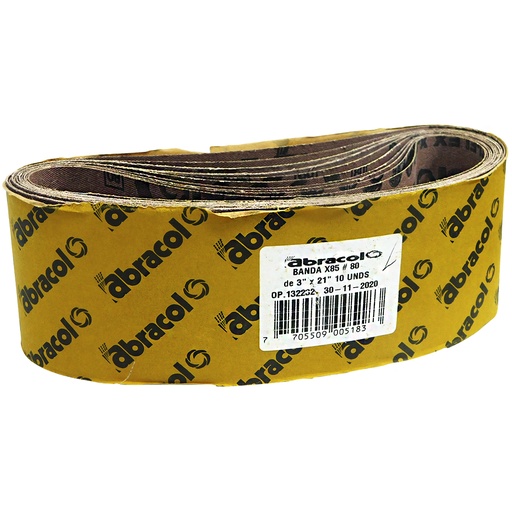 [8847] BANDA DE LIJA 3" X 21" GRANO 80 ABRACOL