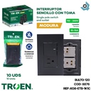 APAGADOR CON TOMA SENCILLO NEGRO TROEN