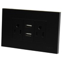 TOMACORRIENTE DOBLE NEGRO CON USB TROEN
