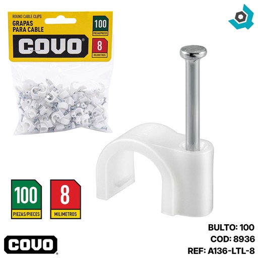 [8936] GRAPAS PARA CABLES 8MM COVO