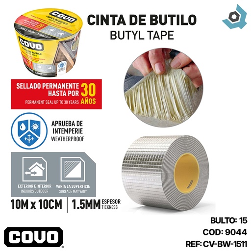 [9044] CINTA DE ALUMINIO DE BUTILO 10M X 10CM COVO