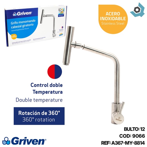 [9066] GRIFERIA PARA FREGADERO MONOMANDO GIRATORIO GRIVEN