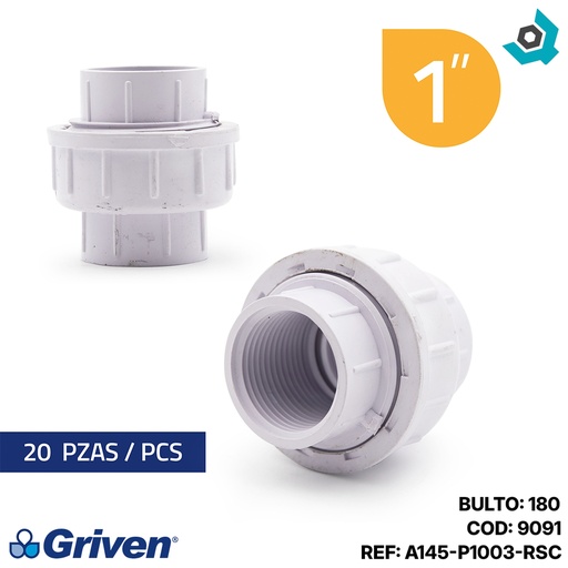 [9091] UNION UNIVERSAL 1" DE PVC CON ROSCA GRIVEN