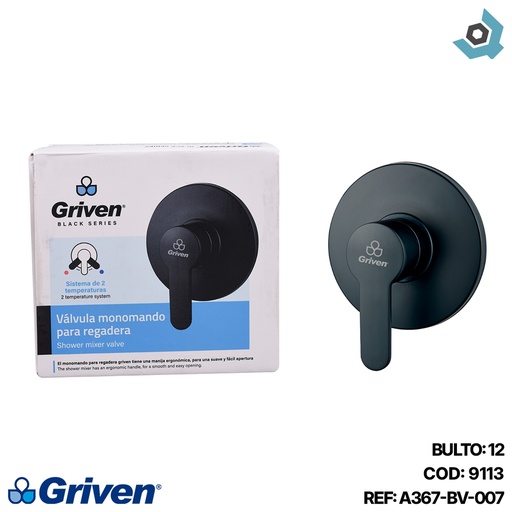 [9113] LLAVE PARA DUCHA 1/2" MONOMANDO GRIVEN