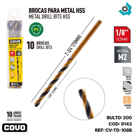 [9143] MECHAS PARA METAL 1/8" HSS COVO