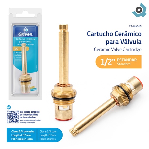 [9156] CARTUCHO CERAMICO 1/2" PARA LLAVE DE DUCHA GRIVEN