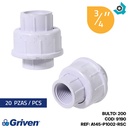 UNION UNIVERSAL 3/4" DE PVC CON ROSCA GRIVEN