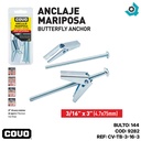 TORNILLO 3/16" CON ANCLAJE MARIPOSA COVO