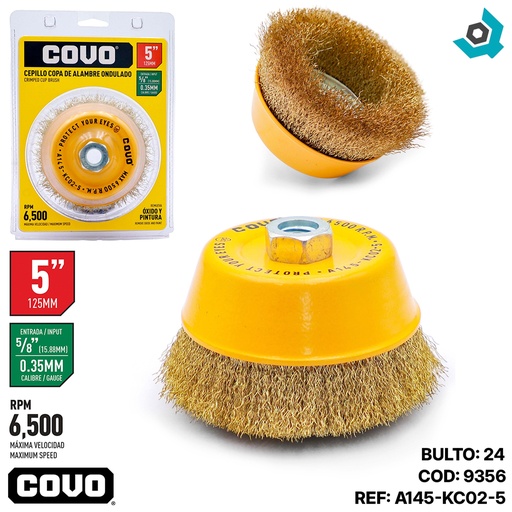[9356] DISCO CEPILLO COPA DE ALAMBRE 5" X 5/8" COVO