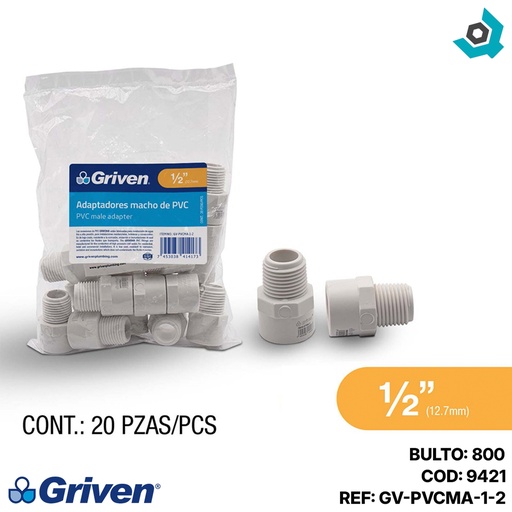 [9421] ADAPTADOR PVC 1/2" MRXC GRIVEN