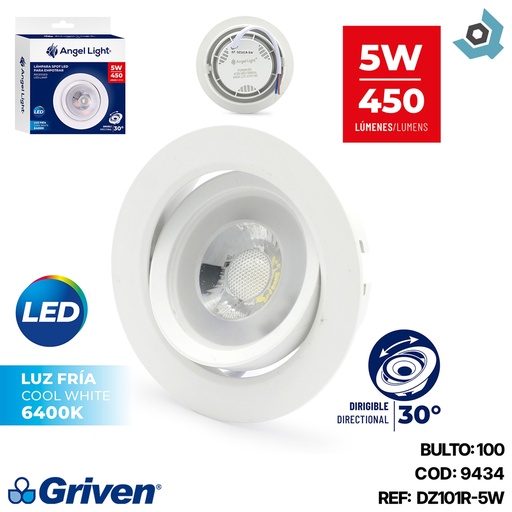 [9434] LAMPARA LED OJO DE BUEY 5W 3.5" REDONDA ANGEL LIGHT