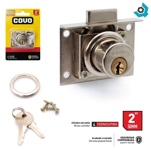 [9560] CERRADURA PARA GAVETA 2" CROMADA COVO
