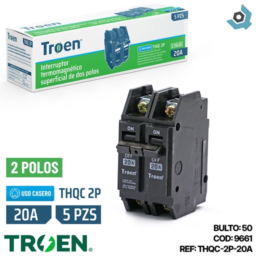 [9661] BREAKER SUPERFICIAL 2P X 20AMP TROEN