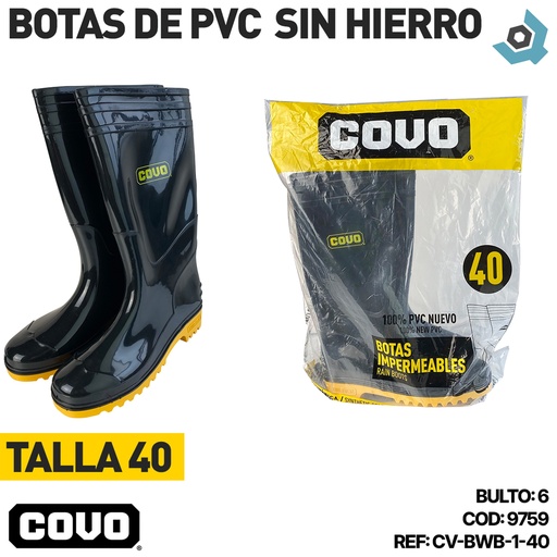 [9759] BOTAS DE PVC T40 SIN HIERRO COVO